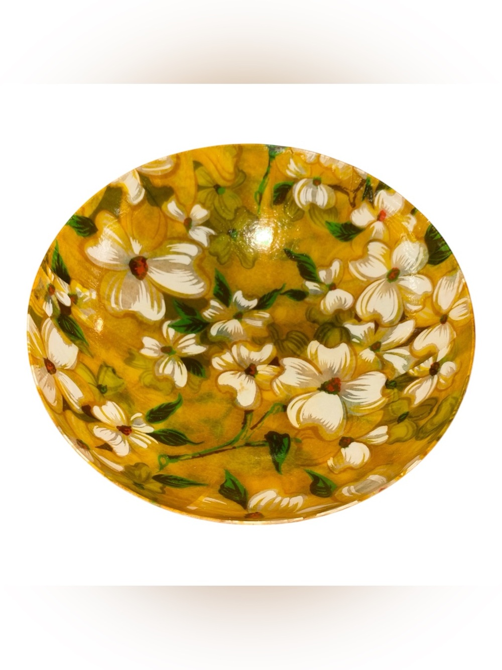 Vintage Yellow Floral Mid Century Modern Kitchen Salad Bowl 1960s